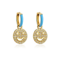 41109 Colorful Oil Drop Copper Earrings with 18K Gold Plating and High-Quality Zirconia Stones