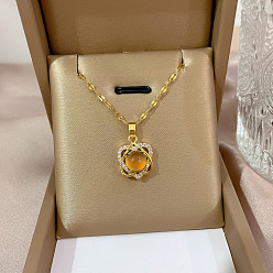 H308 titanium steel necklace with copper pendant Нежное и элегантное колье с позолоченным медным замком - просто и очаровательно