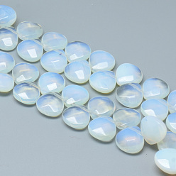 Opalite Opalite Beads Strands, Top Drilled Beads, Faceted, Teardrop, 13x13x5~6mm, Hole: 1mm, about 27pcs/strand, 7.8 inch