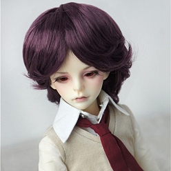 Purple Imitation Mohair Doll Curly Wig Hair, for 1/3 DIY Boy BJD Makings Accessories, Purple, fit for 8~9 inch(20.32~22.86cm) head circumference