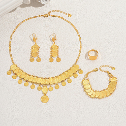 Золотой Винтажные браслеты, серьги, ожерелья и кольца в арабском стиле с кисточками из латуни для свадеб и торжеств, золотые