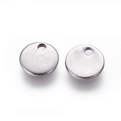 Stainless Steel Color 304 Stainless Steel Charms, Stamping Blank Tag, Flat Round, Stainless Steel Color, 7x1mm, Hole: 1.4mm