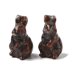 Лабрадорита Украшения для скульптур из натурального красного лабрадорита, для домашнего офисного стола, кролик, 38~39.5x24~25.5x21~22 мм