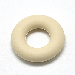 Wheat Food Grade Eco-Friendly Silicone Beads, Chewing Beads For Teethers, DIY Nursing Necklaces Making, Donut, Wheat, 42x9mm, Hole: 20mm