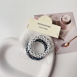 Black and White Heart - Set of 2 Black and White Telephone Wire Hair Ties - Simple, Elastic, No Crease.