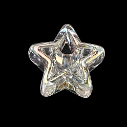 Clear UV Plating Transparent Acrylic European Beads, Large Hole Iridescent Beads, Iridescent, Star with Moon, Clear, 20.5x21.5x11mm, Hole: 4.5mm