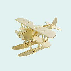 Antique White Wood Assembly Toys for Boys and Girls, 3D Puzzle Model for Kids, Seaplane, Antique White, 185x215x95mm