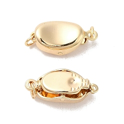 Real 18K Gold Plated Oval Brass Box Clasps, for Jewelry Making, Real 18K Gold Plated, 8x16x5mm, Hole: 0.5mm
