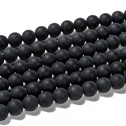 Black Agate Natural Black Agate Bead Strands, Frosted, Round, 10mm, Hole: 1mm, about 39pcs/strand, 15.7 inch