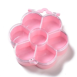 Pink Plastic Bead Containers, Candy Treat Gift Box, for Wedding Party Packing Box, Flower, Pink, 12.1x11.1x3cm, Hole: 17x23.5mm