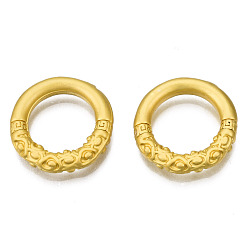 Matte Gold Color Alloy Linking Rings, Textured, Matte Style, Round Ring, Matte Gold Color, 18x3mm