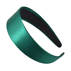 Teal Solid Color Cloth Hair Band, Wide Satin Hair Accessories for Girl, Teal, 140x130x20mm