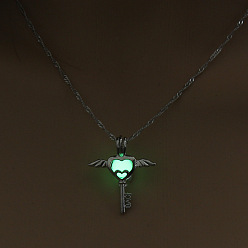 Key Luminous Alloy Pendants, Necklace, Halloween Theme, Key, 17.72 inch(45cm)