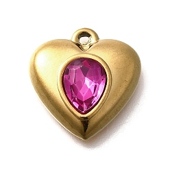 Роза 304 подвески из нержавеющей стали, со стразами, реальный 18 k позолоченный, ионное покрытие (ip), сердце, роза, 17.5x16.5x5.5 мм, отверстие : 1.4 мм