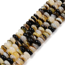 Black Lip Shell Natural Black Lip Shell Beads Strands, Rondelle, 8~8.5x4.5mm, Hole: 0.9mm, about 87~90pcs/strand, 14.96 inch~15.55 inch(38cm~39.5cm)