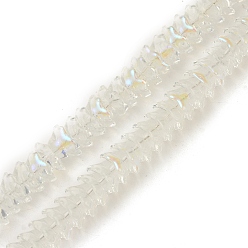 Clear AB Electroplate Transparent Glass Beads Strands, Full Rainbow Plated, Flower, Clear AB, 12x11x7mm, Hole: 1.2mm, about 134pcs/strand, 24.80 inch(63cm)