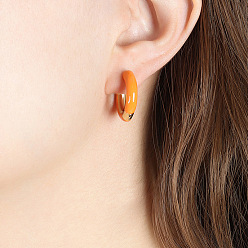 F746- Orange Oil Drop Earrings Boucles d'oreilles mignonnes et élégantes en forme de C avec différentes options de couleurs – ravissantes et féminines.