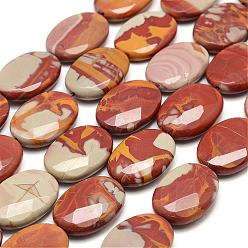 Other Jasper Natural Jasper Beads Strands, Faceted, Oval, 14x10x4mm, Hole: 1mm, about 26pcs/strand, 15.5 inch(39.5cm)