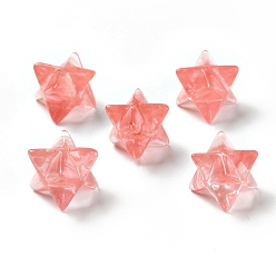 Cherry Quartz Glass Cherry Quartz Glass Beads, No Hole/Undrilled, Merkaba Star, 14.5~15x14.5~15x14.5~15mm