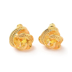 Золотистый Серьги-гвоздики из латуни с микропаве из кубического циркония, долговечный, цветок, золотые, золотые, 13x12 мм