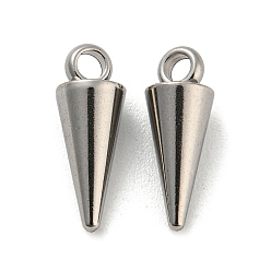 Stainless Steel Color Rack Plating 201 Stainless Steel Charms, Cadmium Free & Nickel Free & Lead Free, Cone/Spike, Stainless Steel Color, 13x5mm, Hole: 1.6mm