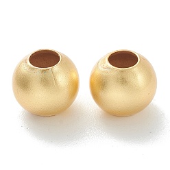Real 18K Gold Plated Brass Beads, Long-Lasting Plated, Round, Matte Style, Real 18K Gold Plated, 7x6mm, Hole: 3mm