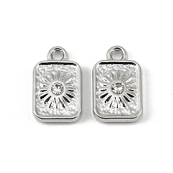 Платина Подвески из сплава и страза, прямоугольник с солнечными чарами, долговечный, стойки покрытие, платина, 16.5x10x3 мм, отверстие : 1.8 мм