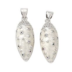 Платина Кулоны с эмалью из латуни с микро паве, красочные кубические циркония, лошадиный глаз , без кадмия и без свинца, долговечный, стойки покрытие, платина, 26.5x10.5x7.5 мм, отверстие : 3.5x3.5 мм