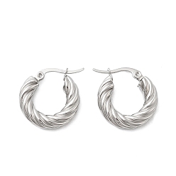 Нержавеющая Сталь Цвет 304 серьги-кольца из нержавеющей стали с закрученными кольцами, цвет нержавеющей стали, 20x4.8 мм