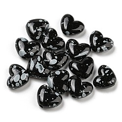 Noir Perles acryliques opaques peintes à la bombe, cœur, noir, 11x14x6mm, Trou: 2mm