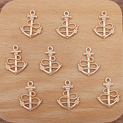 Light Gold Подвески из сплава , Якорь прелести, золотой свет, 24x18 мм