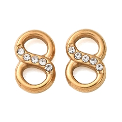 Cristal 304 Breloques de connexion en acier inoxydable et strass, Liens à débordement, placage ionique (ip), plaqué longue durée, cristal, 10x6.5x2.5mm, Trou: 3x3.5mm