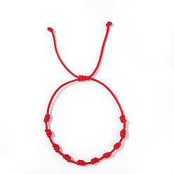 Красный Регулируемые браслеты из полиэстерового плетеного шнура с узлами, красные, 11.02 дюйм (28 см)
