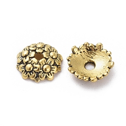 Antique Golden Tibetan Style Bead Caps, Lead Free & Cadmium Free & Nickel Free, Flower, Antique Golden, 11x3.5mm, Hole: 2mm