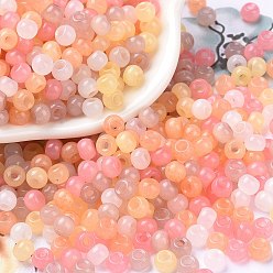 Light Salmon 6/0 Imitation Jade Glass Seed Beads, Luster, Dyed, Round, Light Salmon, 4x3mm, Hole: 1.2mm, about 7500pcs/pound