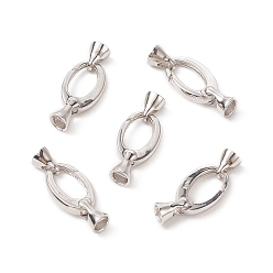 Platinum Rhodium Plated 925 Sterling Silver Key Clasps, with 925 Stamp, Platinum, 26x10x6mm, Hole: 4mm