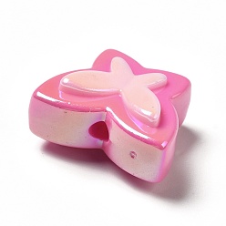 Светло-Вишневый Двухцветное УФ-покрытие радужных переливающихся акриловых бусин, бабочка, светло-вишневый, 16.5x20x10.5 мм, отверстие : 2.5 мм