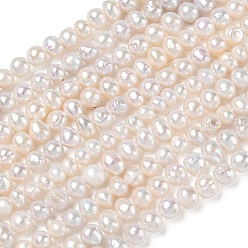 Beige Natural Cultured Freshwater Pearl Beads Strands, Potato, Beige, 5~5.5mm, Hole: 0.5mm, about 76~82pcs/strand, 14.57~14.76''(37~37.5cm)