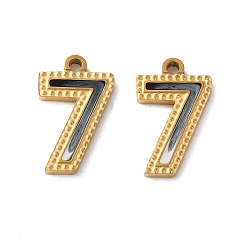 Number 304 из нержавеющей стали шармы эмали, ионное покрытие, числовые темы, золотые, 7, 14x9x1 мм, отверстие : 1.4 мм