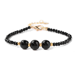 Обсидиан Круглые браслеты из натурального обсидиана, с застежкой омар коготь