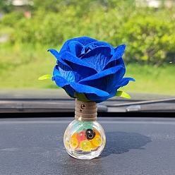 Синий Пластиковое украшение в виде розы, стеклянные флаконы для духов для украшения салона автомобиля на центральной консоли, синие, 70x100 мм