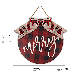 merry listed Wooden Christmas hanging sign round interior decoration pendant Christmas decoration door sign bow