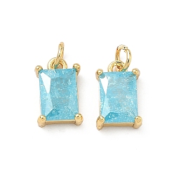 Небесно-голубой Кулон из циркония, прямоугольник амулеты, без свинца и без кадмия, стойки покрытие, долговечный, реальный 18 k позолоченный, голубой, 9.5x6x3 мм, Перейти кольцо: 4x0.8 мм, 2.5 мм внутренним диаметром