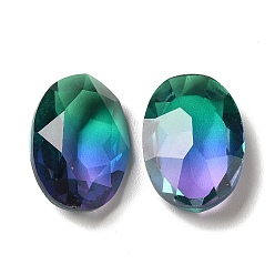 Blue Zircon Faceted K9 Glass Rhinestone Cabochons, Pointed Back, Oval, Blue Zircon, 18x13x6mm
