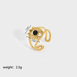 Обсидиан Глаз натуральный обсидиан кольцо, манжетное кольцо из нержавеющей стали для женщин, реальный 18 k позолоченный