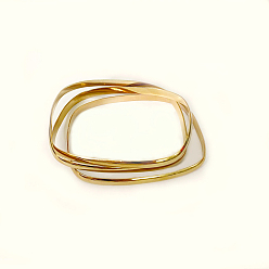 Golden 3Pcs Women's Simple Fashion Square Vacuum Plating 304 Stainless Steel Stackable Bangles, Golden, Inner Diameter: 2-1/8x2-3/4 inch(5.5x7cm)-1/8 inch(5.5cm)