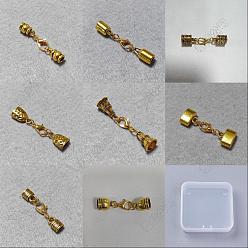 Oro Antiguo 32 piezas 8 estilos extremos de cable de aleación, con cierre de langosta, formas mixtas, oro antiguo, 35~45 mm, 4 piezas / estilo
