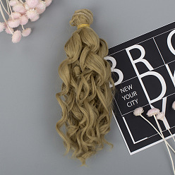 Khaki High Temperature Fiber Long Instant Noodle Curly Hairstyle Doll Wig Hair, for DIY Girl BJD Makings Accessoriess, Khaki, 150mm