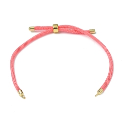 Light Coral 3MM Adjustable Round Nylon Braided Cord Bracelet Making, with Golden Brass Findings, Fit for Connector Charms, Light Coral, 8.66 inch(22cm), Hole: 1.5mm