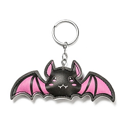Black Cute Pink Bat Keychain with Plush for Halloween Decoration and Couple Gift